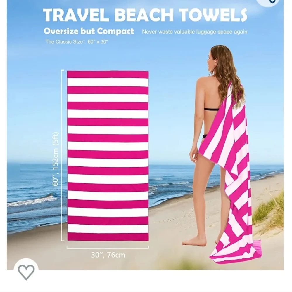 Microfiber beach towel, Red‎ & White Striped